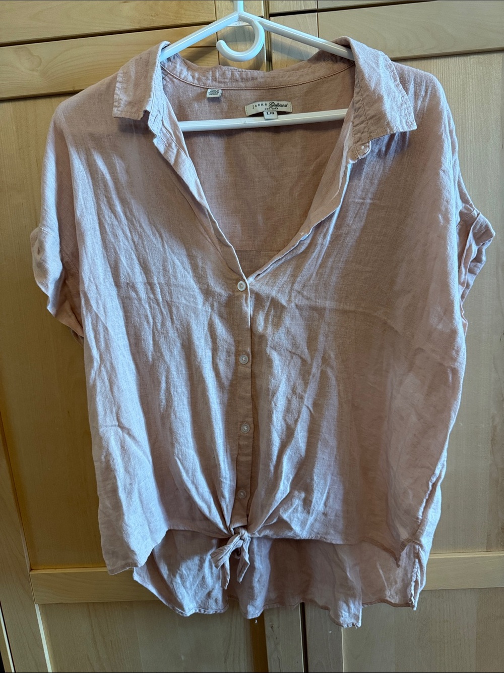 JACHS Girlfriend Blush Pink Tie-Front Button Down Shirt